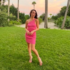 Self-Portrait Pink One-Shoulder Dress